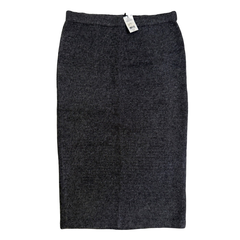 Lord & Taylor 424 Fifth Skirt S Graphite Heather Wool Blend Knit Pencil Midi NWT